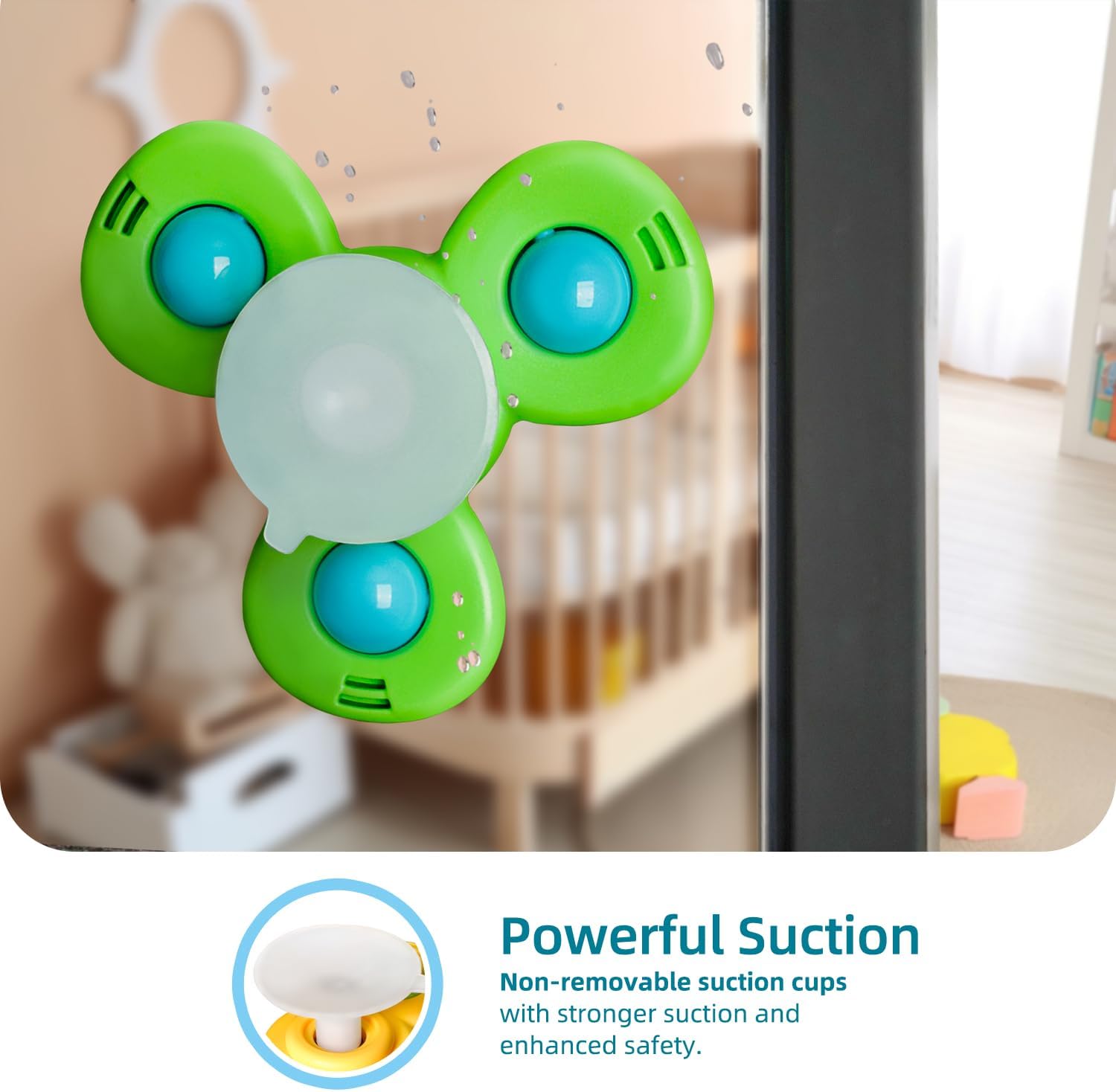 LiKee Strong Suction Cup Fidget Rotating Sensory Bath Toys for Baby Christmas Stocking Stuffers, Airplane Car Travel Table & Window Toys for Toddler Boys and Girls, 10+ Months