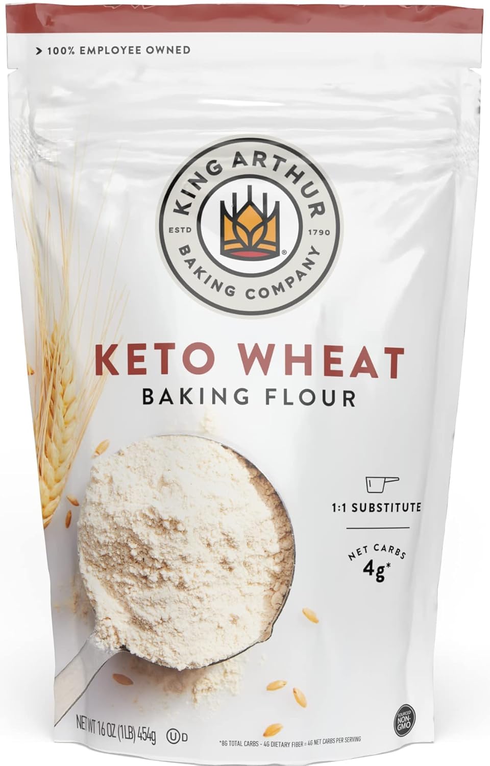 king arthur keto wheat baking flour 1:1 all-purpose substitute 1 lb non-gmo resealable