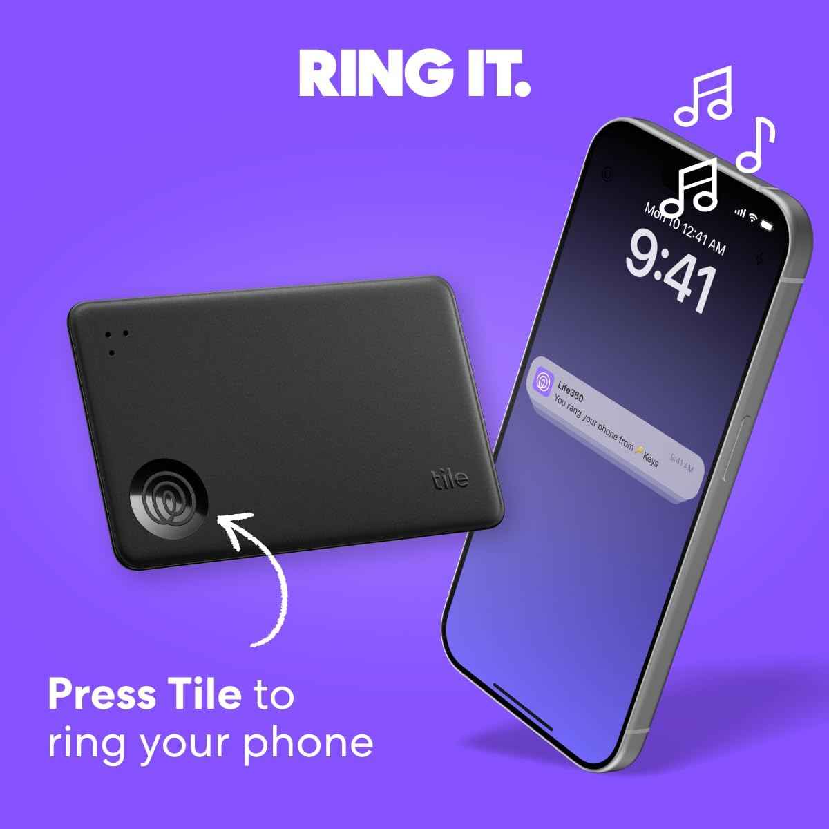 Tile by Life360 Slim - Wallet Finder, Bluetooth Tracker and Item Locator for Luggage Tags, Passports and More. Both iOS and Android Compatible. Phone Finder. 1-Pack (Black)