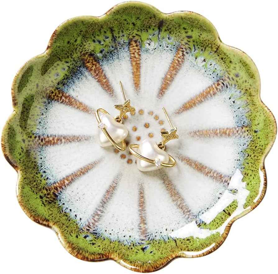 Lotus Leaf Shape Decorative Ring Tray, Small Key Bowl, Ceramic Trinket Tray Jewelry Dish Organizing Necklace Earrings, Home Decoration for Mom Best Friend Sister, Pink.