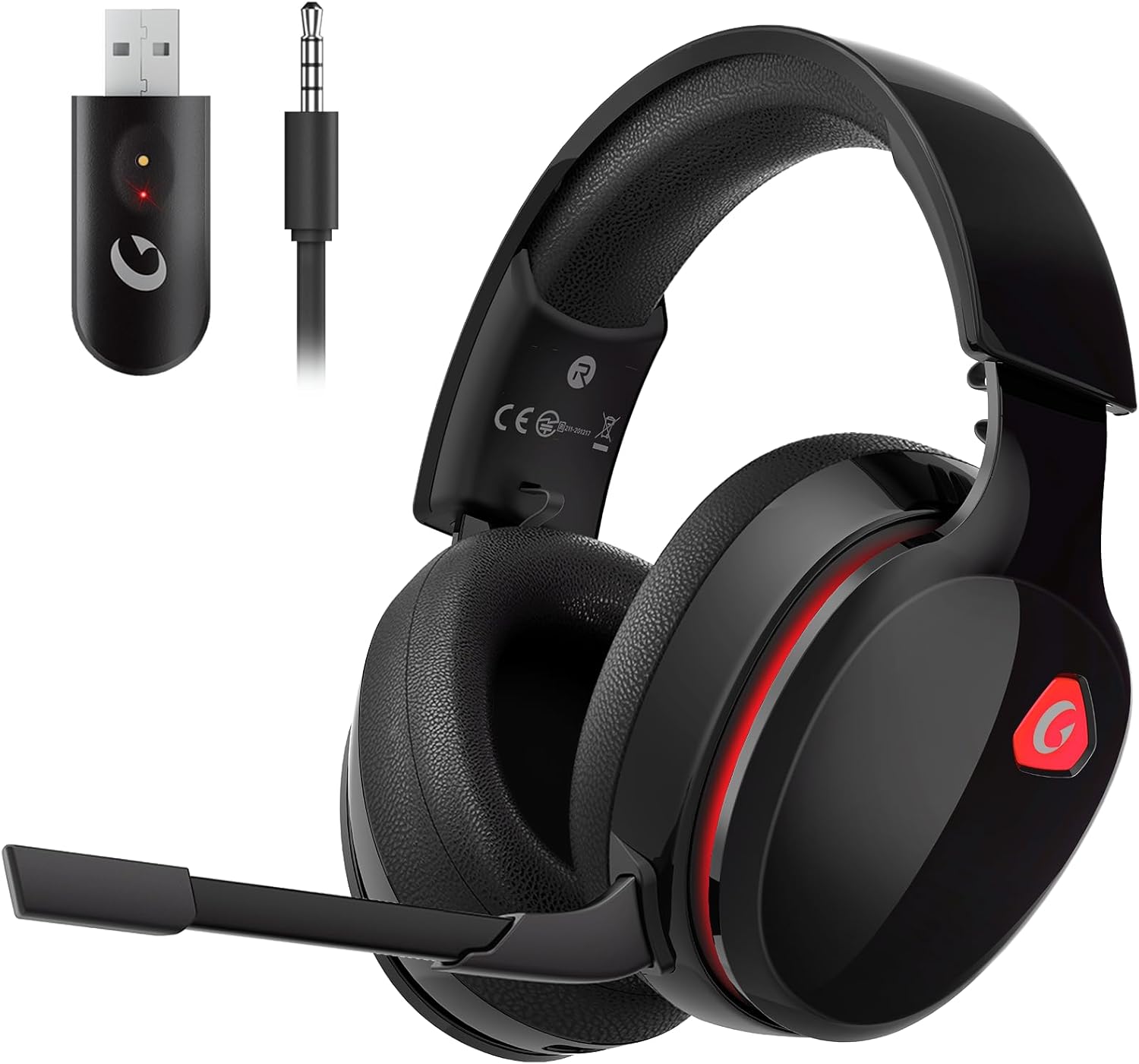Gtheos 2.4GHz wireless gaming headset for ps5, ps4, nintendo switch and pc with noise canceling mic and 40+hr battery life - white
