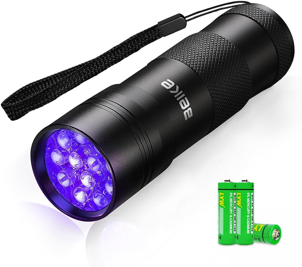 Blacklight Flashlight UV 12-LED Small Portable Mini for Hidden Stain Detection and Pet Urine