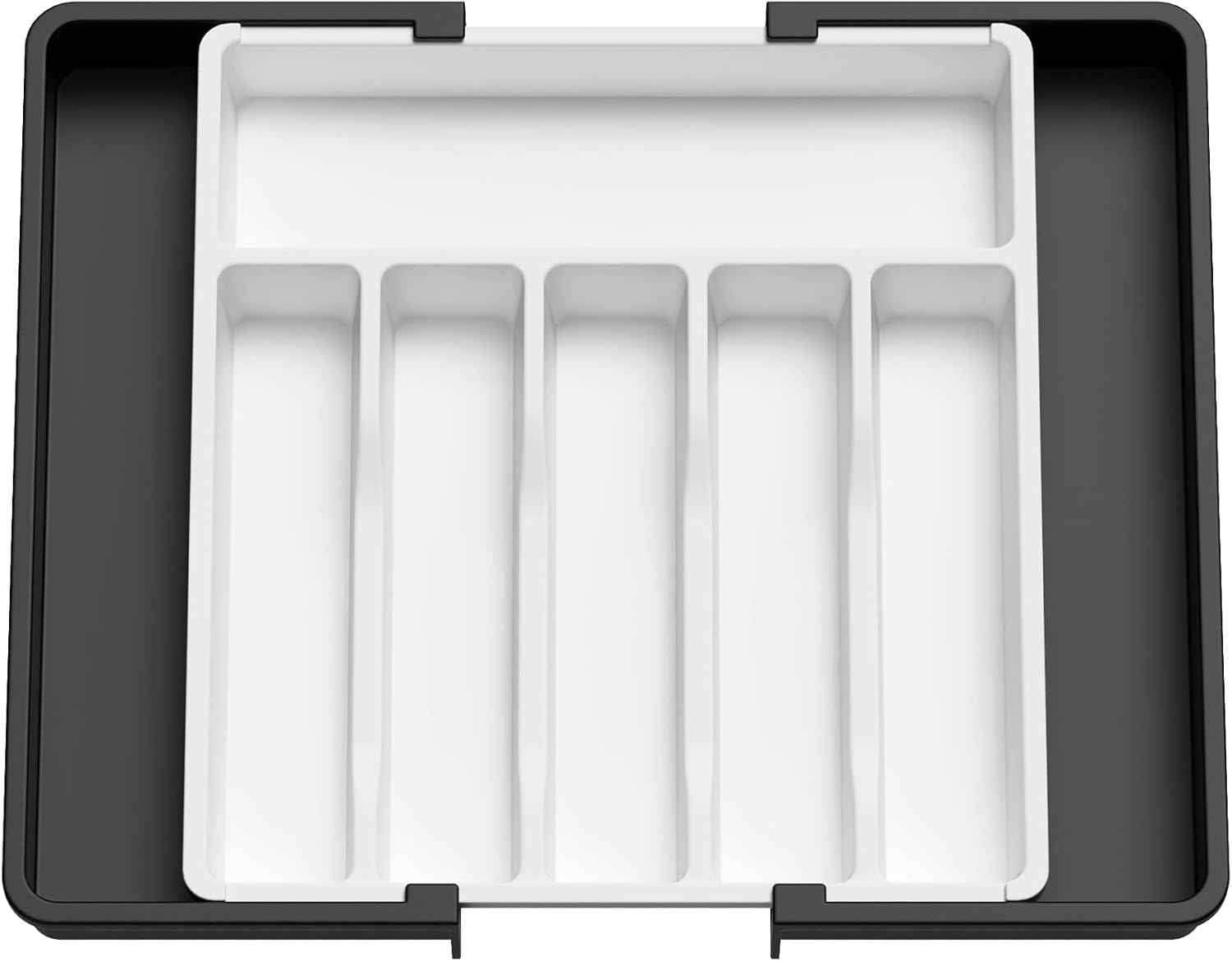 Lifewit Silverware Drawer Organizer, Expandable Utensil Tray for Kitchen, BPA Free Flatware and Cutlery Holder, Adjustable Plastic Storage for Spoons Forks Knives, 8.5-14 x 12", Black