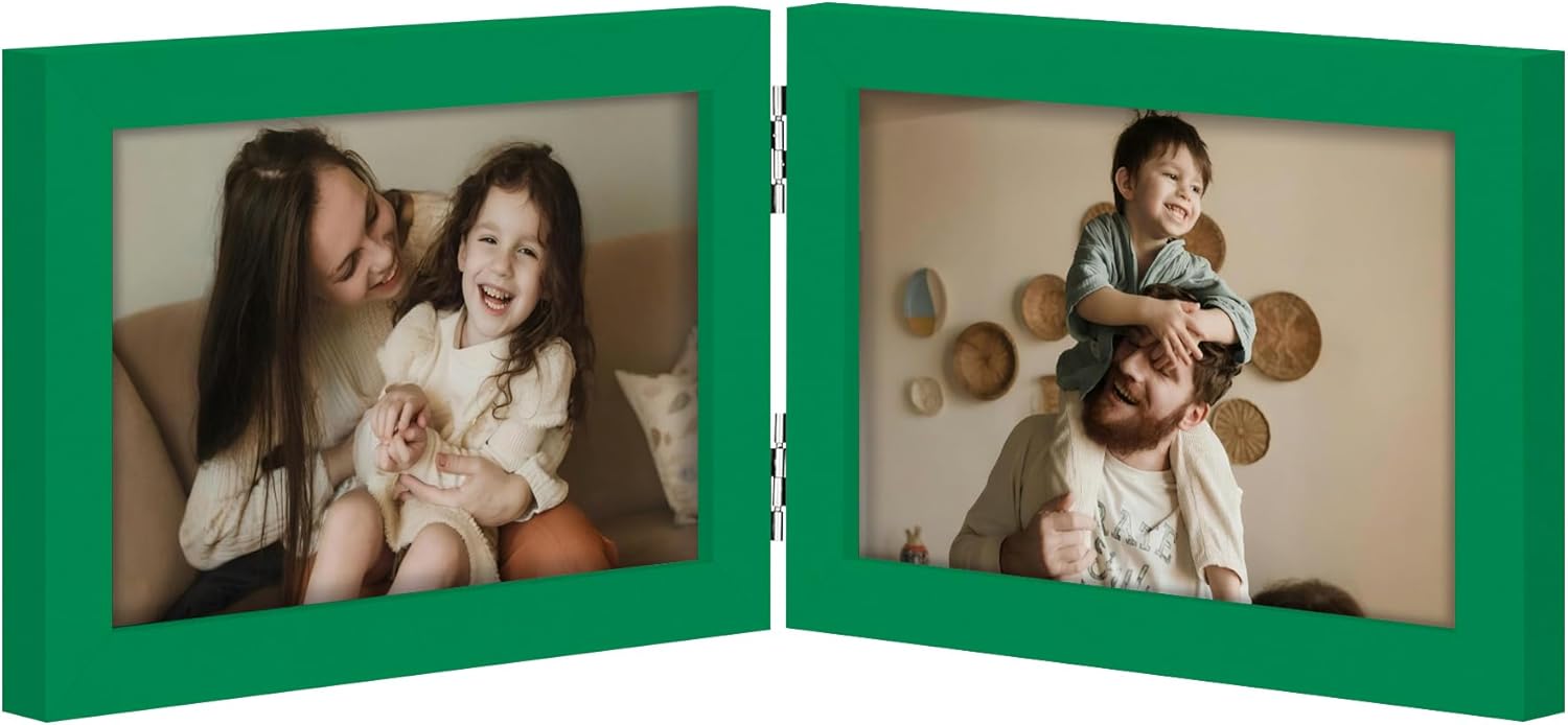 decorUhome double 4x6 picture frame vertical engineered wood bifold photo frame with plexiglass tabletop display black