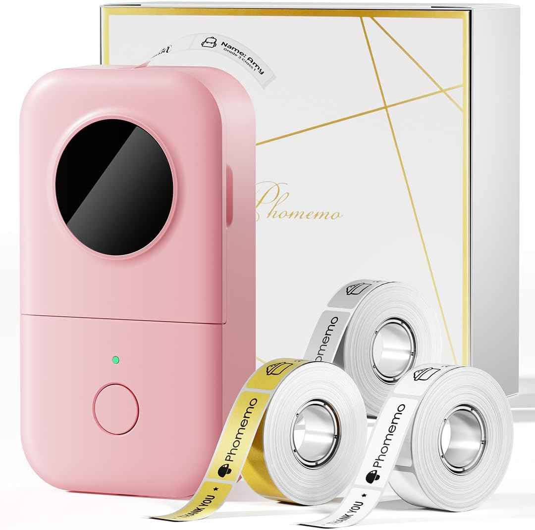 Phomemo Label Maker, D30 Portable Bluetooth Mini Label Printer Machine, Smartphone Handheld Thermal Sticker Small Labeler Multiple Templates Fonts Icon Inkless Custom Label for Home Kids, School Item