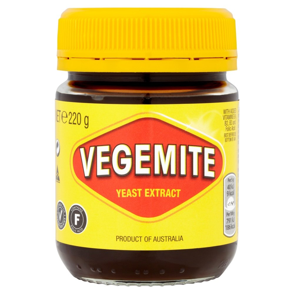 Vegemite 220 gram, virtually fat-free, no artificial colors, suitable for vegetarians