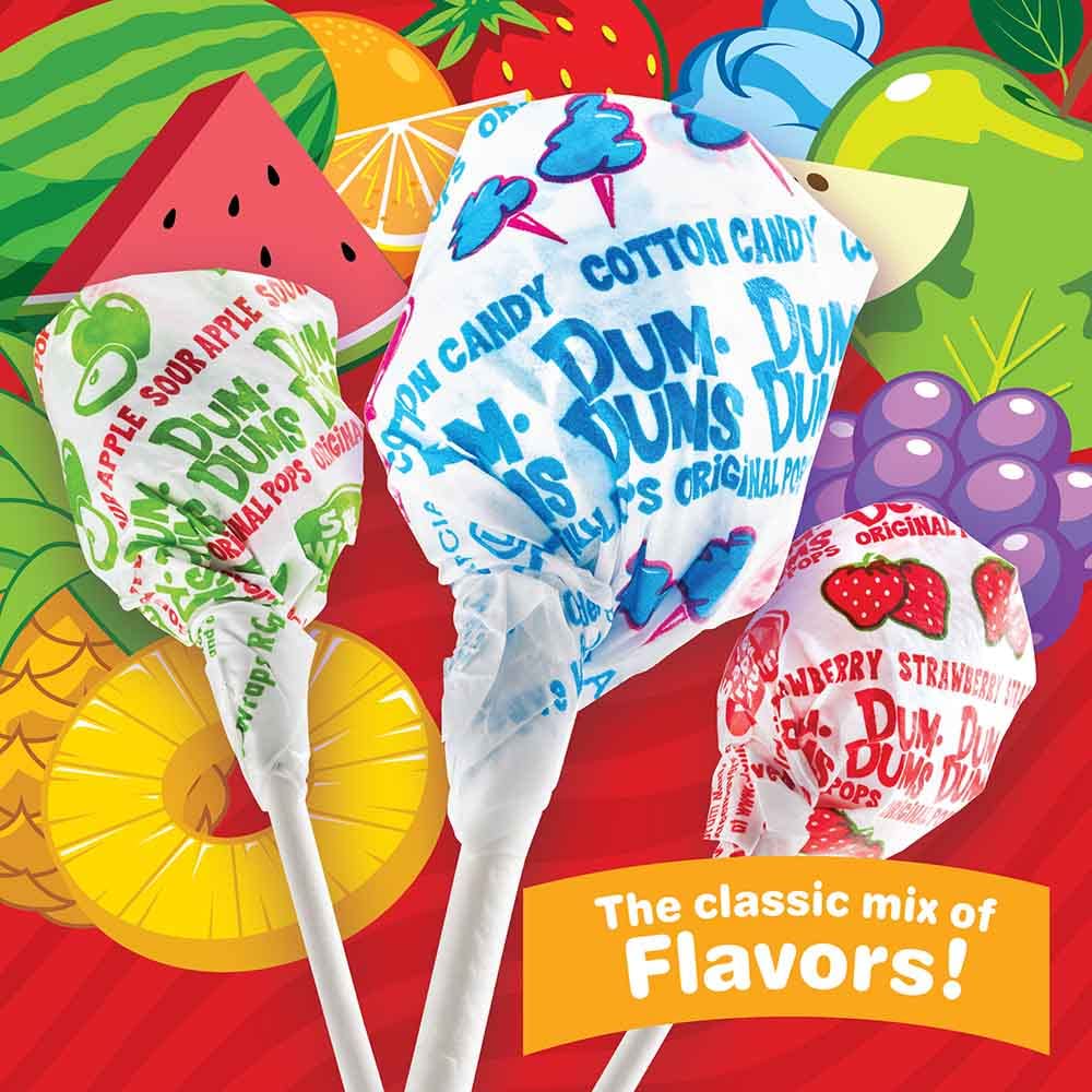 Dum Dums original 400 ct assorted suckers, individually wrapped lollipops, bulk candy bag