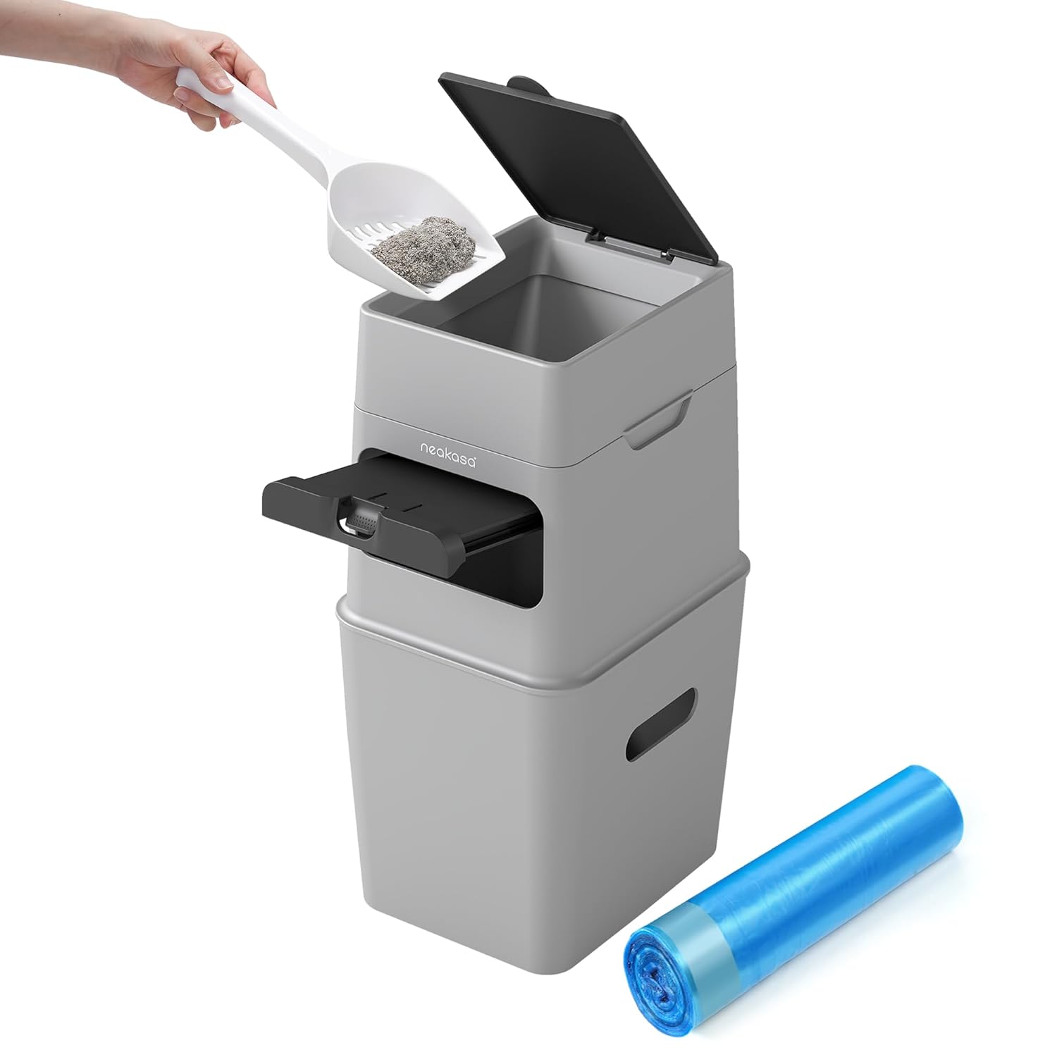 Neakasa 9.2L PooGuard Litter Disposal Bin with Viewing Window and 4-Month Refill Bag, white