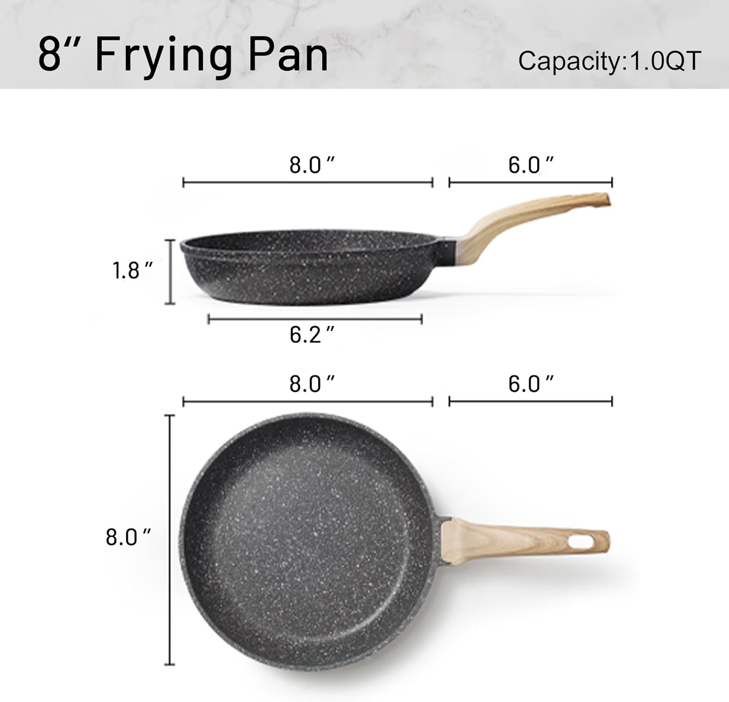 CAROTE 8-Inch Classic Granite Nonstick Frying Pan Skillet, PFOA Free, Induction Compatible