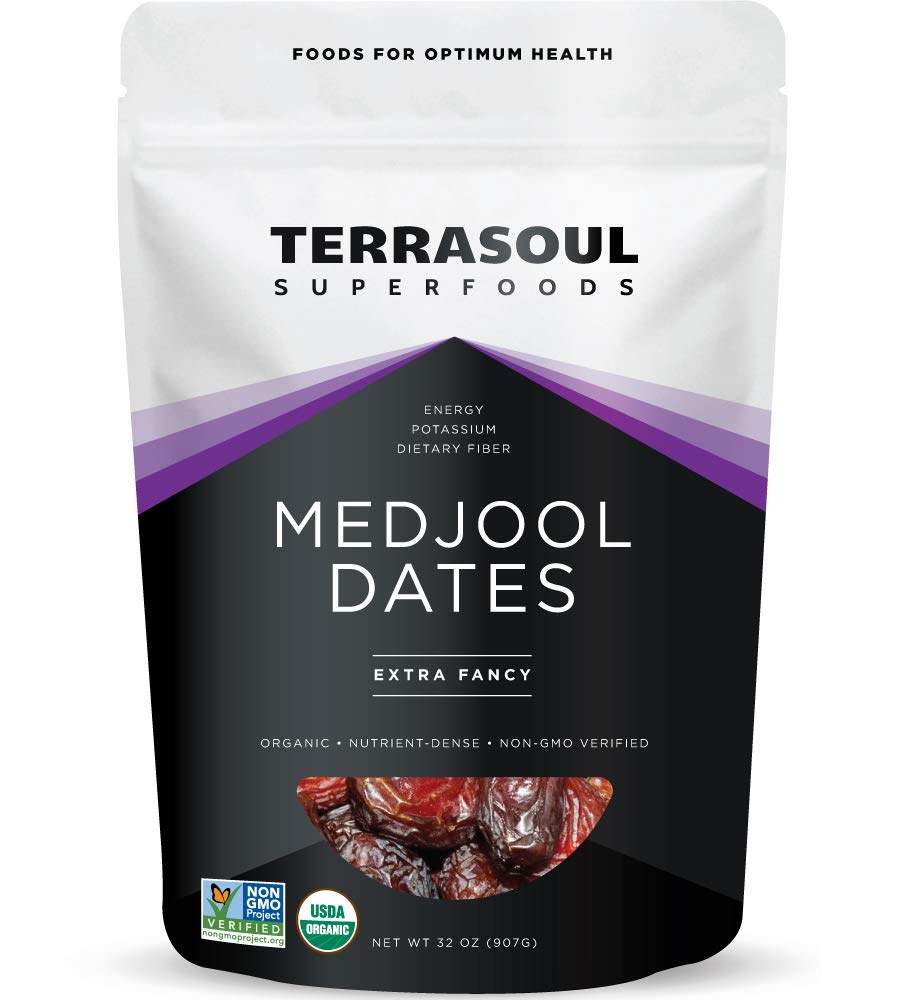 Terrasoul Organic Medjool Dates, 2 Lbs, USDA Certified, Non-Gmo, Gluten Free, Vegan, Farm Fresh