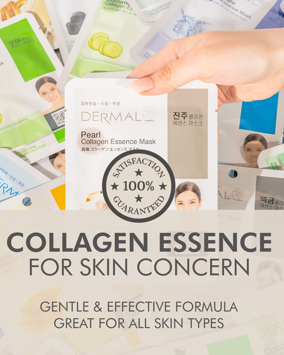 dermal korean collagen face mask 24 combo pack hydrating soothing sheet mask for dry sensitive skin