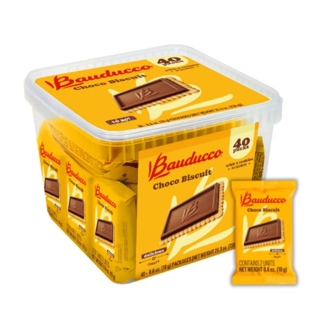 Bauducco Choco Biscuit Cookies - Individually Wrapped, 0.6 oz, 40 count, 25.3 oz total weight