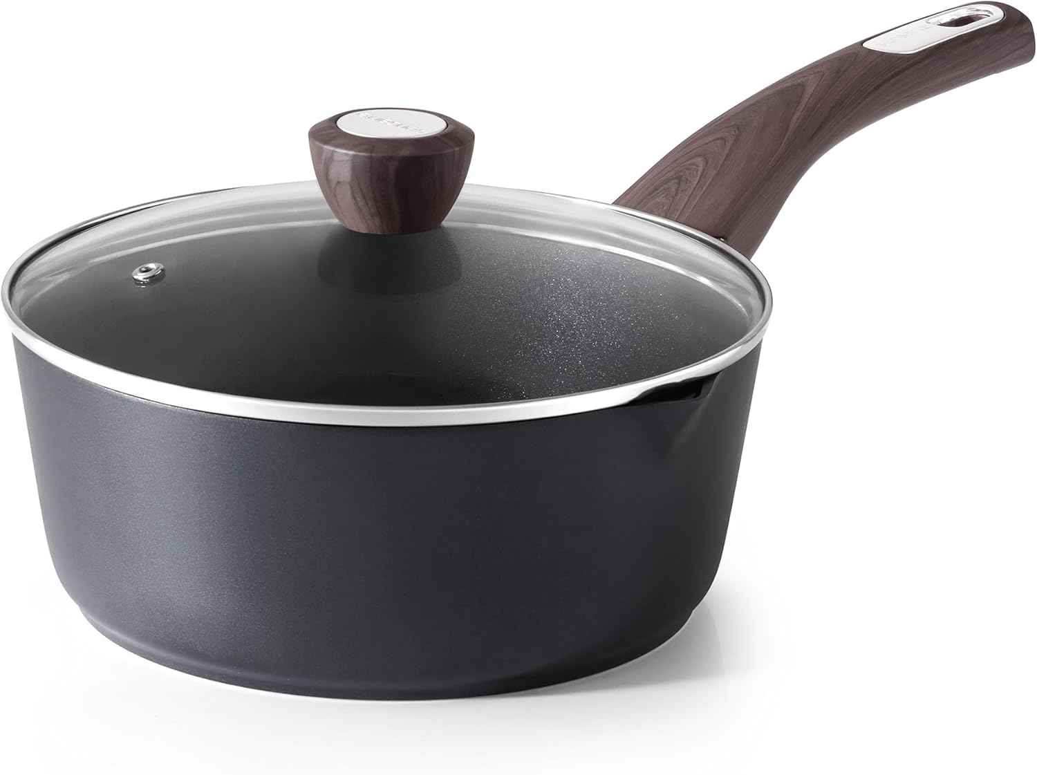 SENSARTE Ceramic Nonstick Sauce Pan with Lid, 3.0 Quart Saucepan with Double Spout, Large Cooking Pot, Non toxic Kitchen Sauce Pot, Non stick Saucier Pan, Induction Cookware, PFOA PTFE PFAS Free