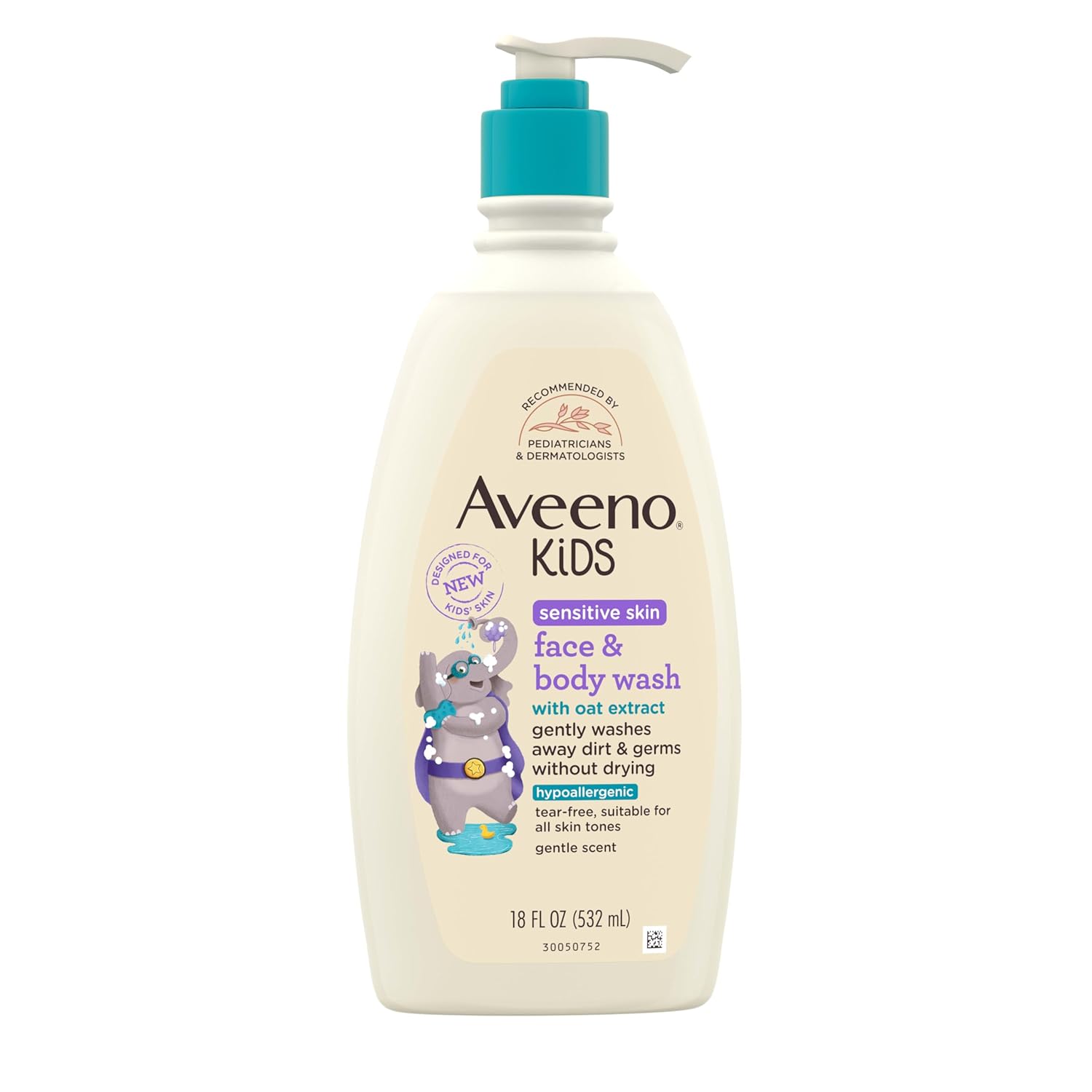 aveeno kids face & body wash for sensitive skin, oat extract, 18 fl oz