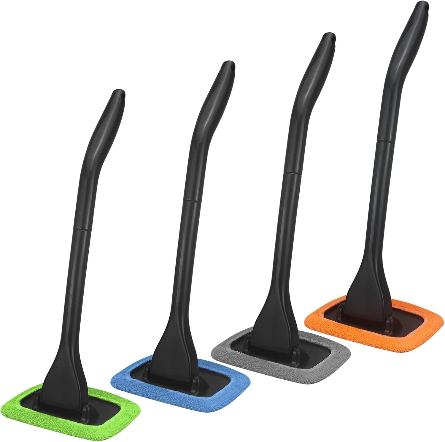 windshield cleaning tool with 4 washable microfiber pads and extendable ergonomic handle for auto glass wiper