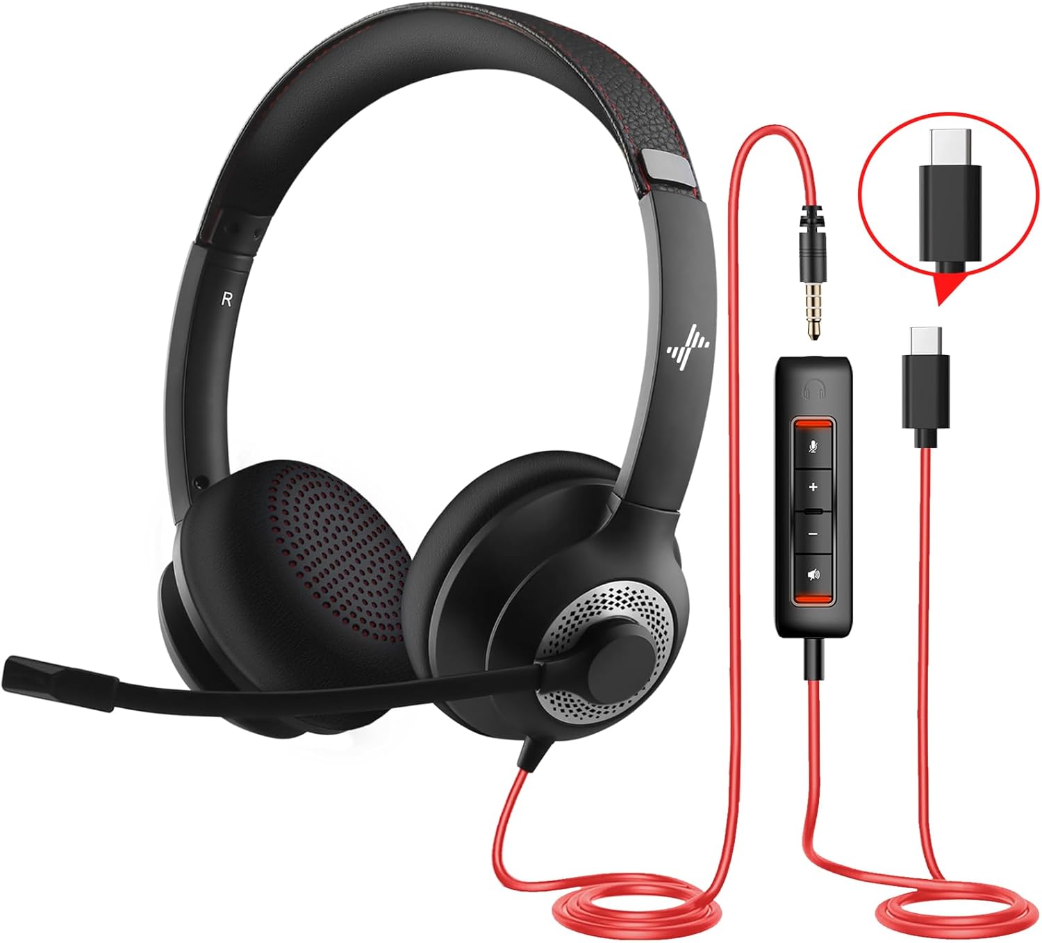 usb headset with noise cancelling microphone for pc laptop headphones black