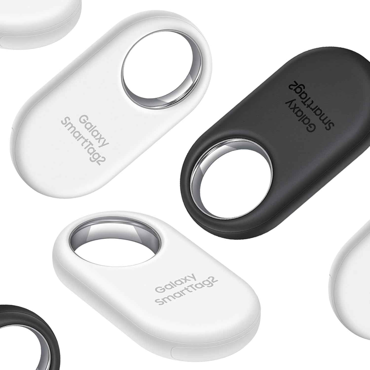 Samsung Galaxy SmartTag2, Bluetooth Tracker, Locator Tracking Device, Item Finder for Keys, Wallet, Luggage, Use w/Phones Tablets Android 11 or Later, 2023, 4 Pack, 2 Black, 2 White