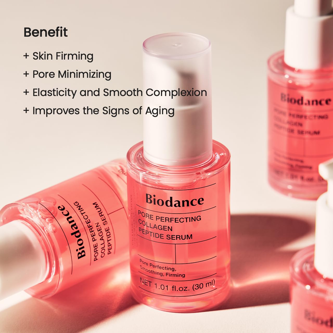 biodance pore perfecting collagen peptide serum, skin firming & radiance boost for all skin types, 1.01 fl oz