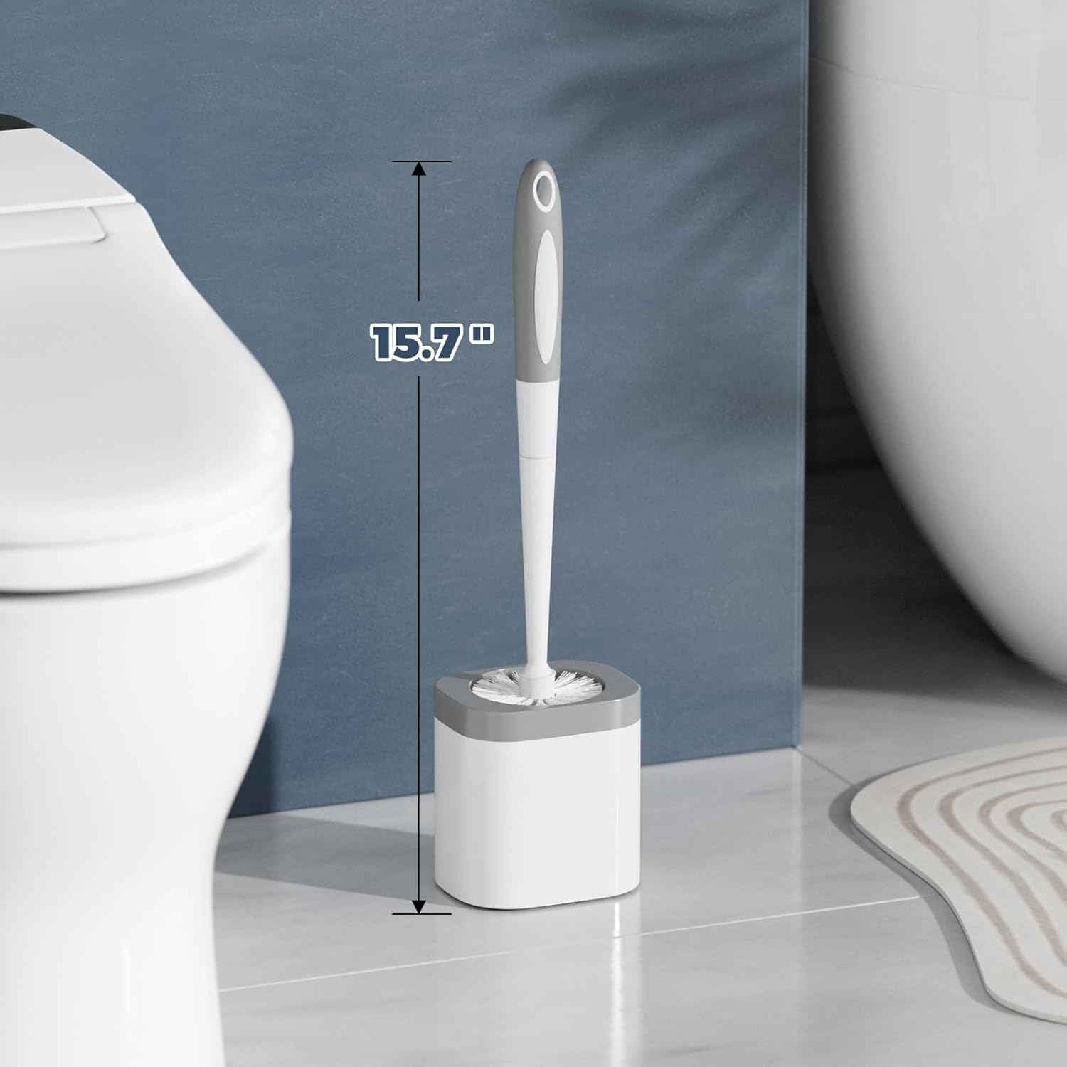 Toilet Brush, 2 Pack Toilet Brush and Holder Set Bathroom Accessories, Toilet Bowl Brush and Holder for Bathroom, White