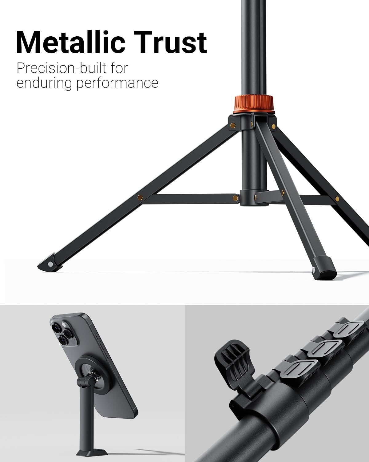 VIMOSE Phone Tripod, Tripod for iPhone with Remote & Strong Magnetic Holder for Magsafe, Stable Cell Phone Tripod for Video Recording, Essential Tripod & Monopod Accessories for iPhone/Android (66")