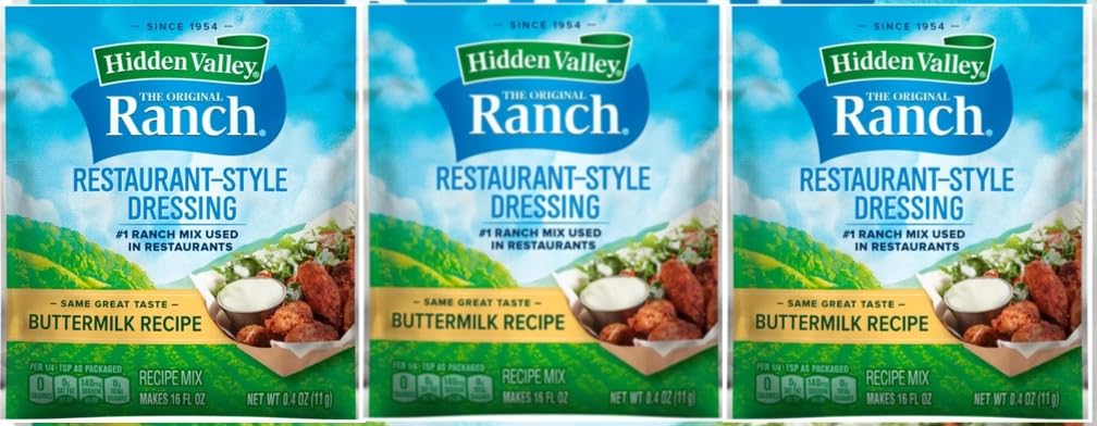 Hidden Valley Gluten-Free Buttermilk Ranch Salad Dressing & Seasoning Mix Pack of 3