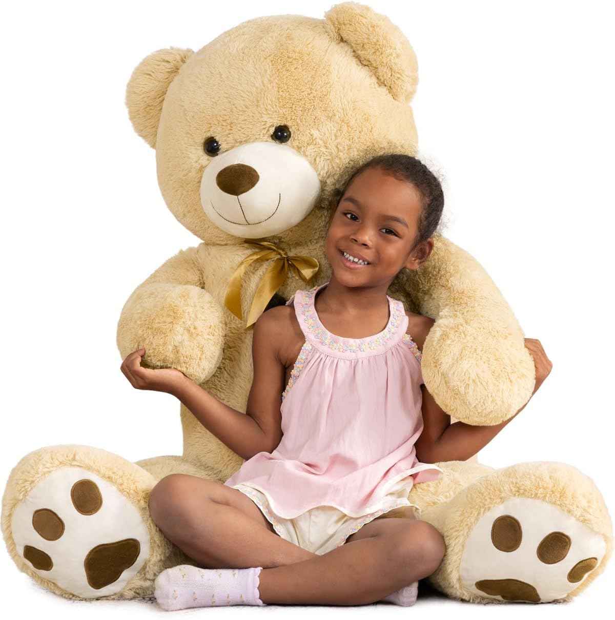 MaoGoLan Giant Teddy Bear 4 Feet,Adorable and Cuddly Big Bear Stuffed Animal 47", Classic Teddy Bear Plush Gift Decoration for Baby Shower,Party,Birthday,Valentines Day,Tan