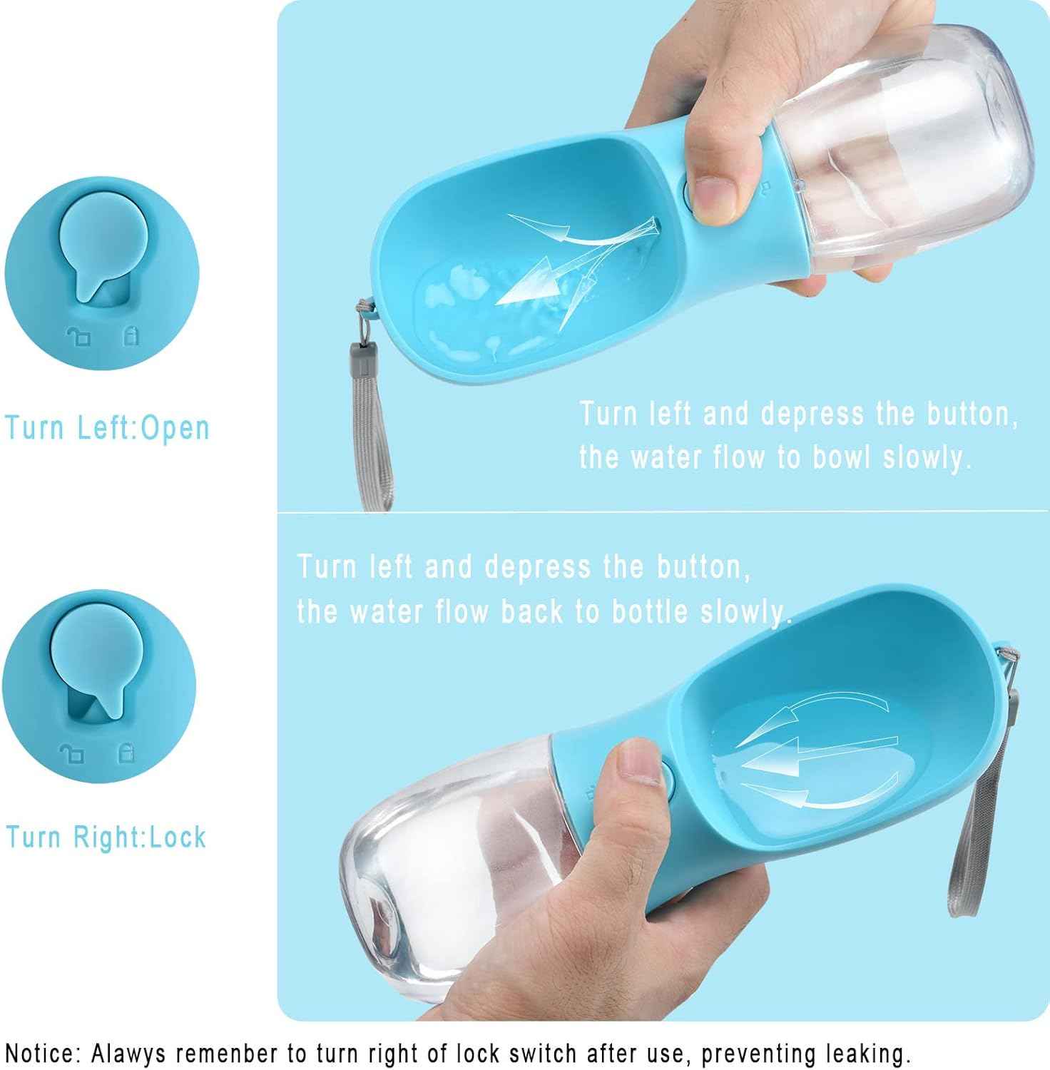 Dog Water Bottle with Food Container, Travel Puppy Water Bowl, Portable Pet Dispenser, Dog Gift Stuff Accessories Items, Puppy Essentials Necessities for Yorkie Cat Walking and Hiking
