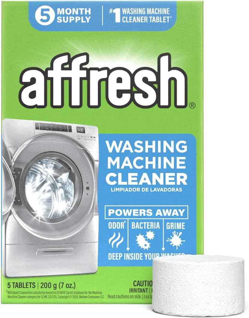 Affresh Washing Machine Cleaner, Helps Power Away Odor Causing Bacteria & Grime Deep Inside Pump, Valve & Hoses, 6 Time Release Tablets, 6 Month Supply