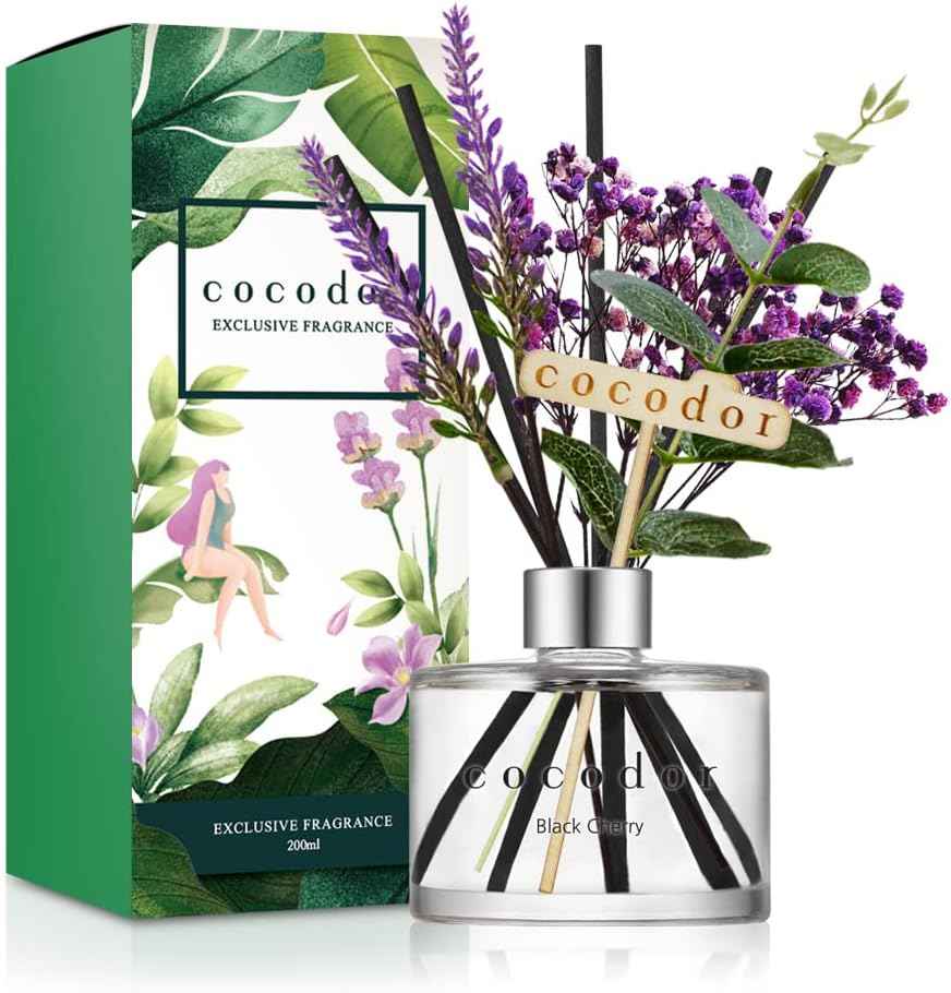 COCODOR Reed Diffuser Set with Preserved Baby's Breath with Sticks/April Breeze / 6.7oz / Scent Fragrance Oil Diffuser for Bedroom Bathroom Home Décor