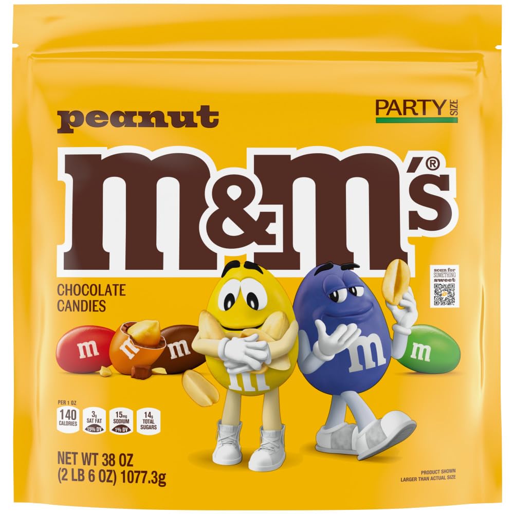 M&M'S peanut milk chocolate candy bulk pack, 38 oz bag, party size