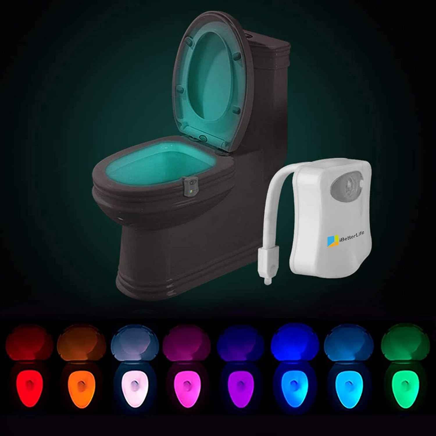 Toilet Light Motion Sensor 2Pack - The Original 8 Color Changing LED Glow Bowl Inside Toilet Night Light for Bathroom - Smart Unique Cool Gadget, Funny Ideal Gifts for Dad Teen Boys Girls Men Women