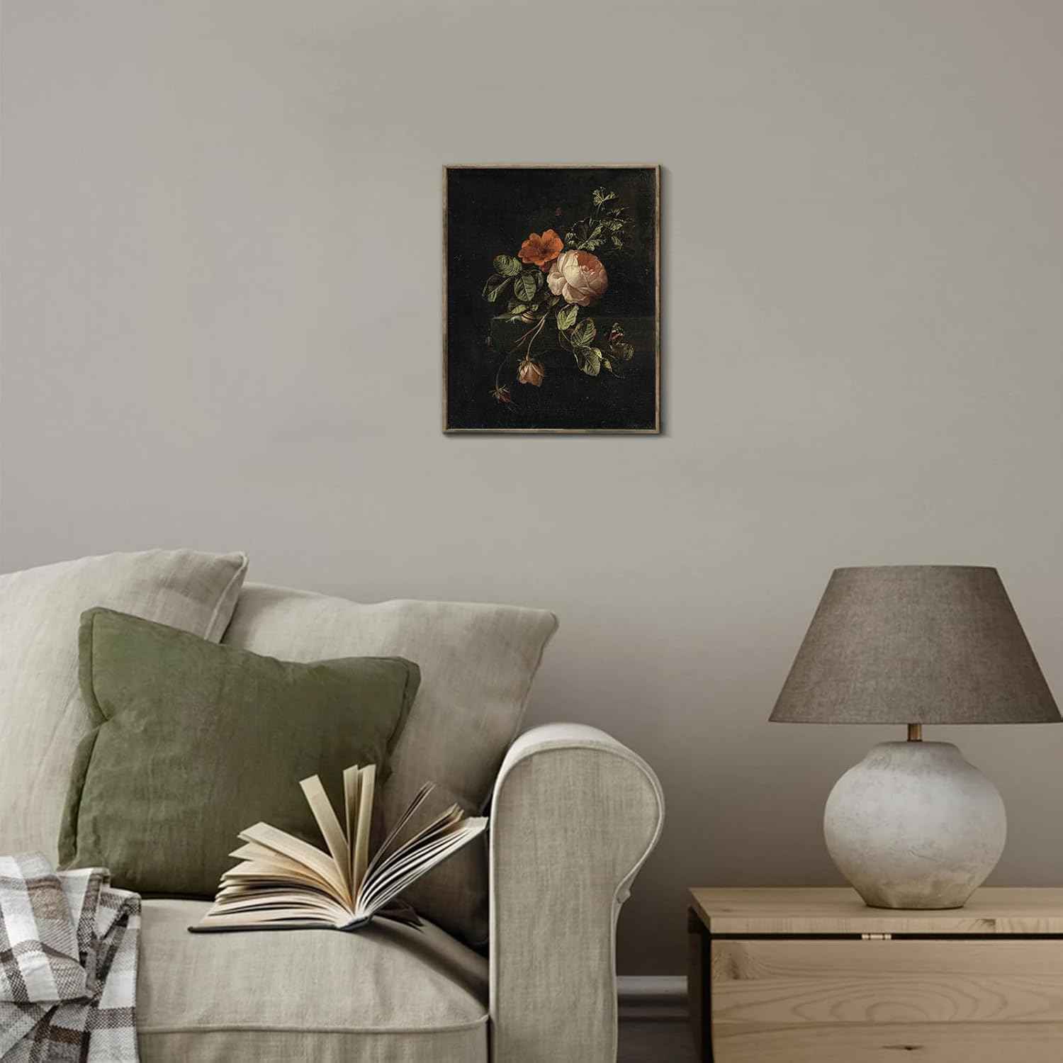 RETRART Vintage Wall Art, Vintage Floral Wall Art Prints - Moody Dark Academia Decor for Rustic Aesthetic - 8" x 10" Unframed Canvas Prints for Bedroom Living Room Bathroom Wall Decor