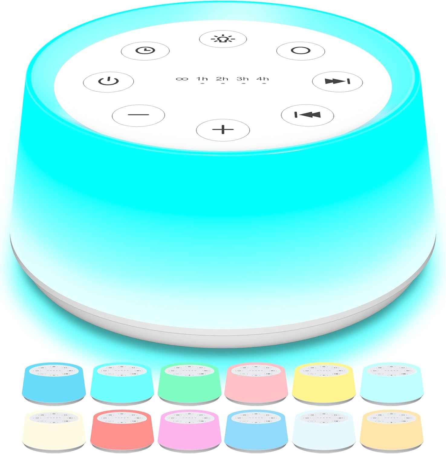 ColorsNoise Sound Machine and White Noise Machine with 30 Soothing Sounds with 12 Colors Baby Night Light with Memory Function (Black)