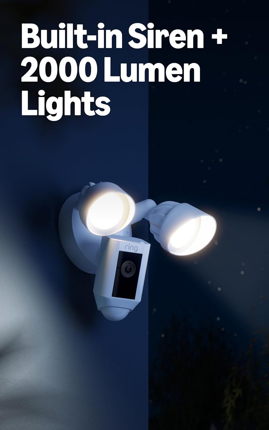 Ring Floodlight Cam Wired Plus, Outdoor home or business security with motion-activated 1080p HD video and floodlights, White