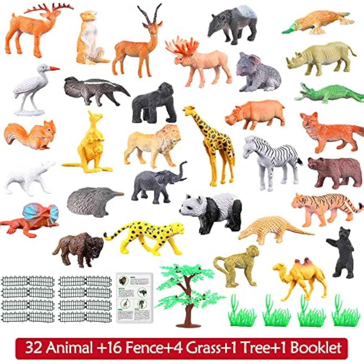 Animals Figure,54 Piece Mini Jungle Toys Set,ValeforToy Realistic Wild Vinyl Plastic Animal Learning Party Favors for Boys Girls Kids Toddlers Forest Small Playset Cupcake Topper