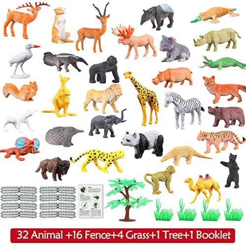 Animals Figure,54 Piece Mini Jungle Toys Set,ValeforToy Realistic Wild Vinyl Plastic Animal Learning Party Favors for Boys Girls Kids Toddlers Forest Small Playset Cupcake Topper