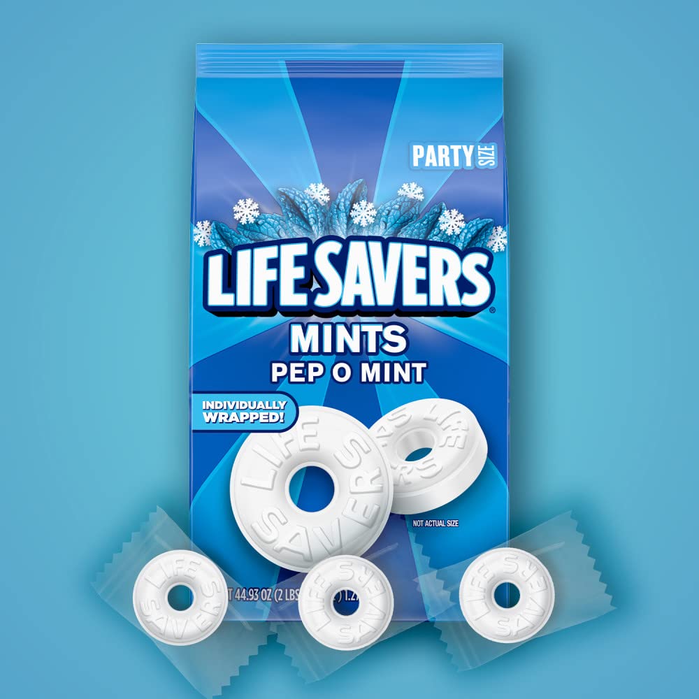 life savers pep-o-mint peppermint hard candies party size bulk individually wrapped 44.93 oz bag