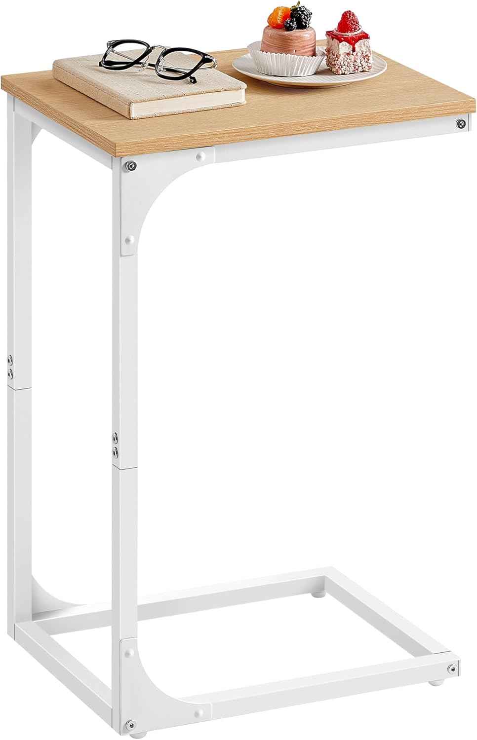 VASAGLE C-Shaped End Table, Small Side Table for Couch, Sofa Table with Metal Frame for Living Room, Bedroom, Bedside, Rustic Brown and Black