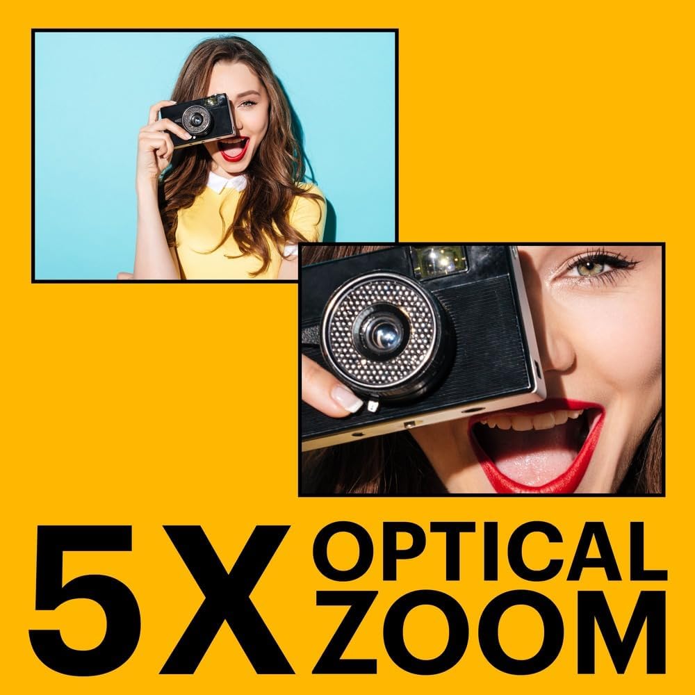 Kodak PIXPRO FZ55-BK 16MP CMOS Sensor Digital Camera 5X Optical Zoom 28mm Wide Angle 1080P Full HD Video 2.7" LCD Vlogging Camera (Black)