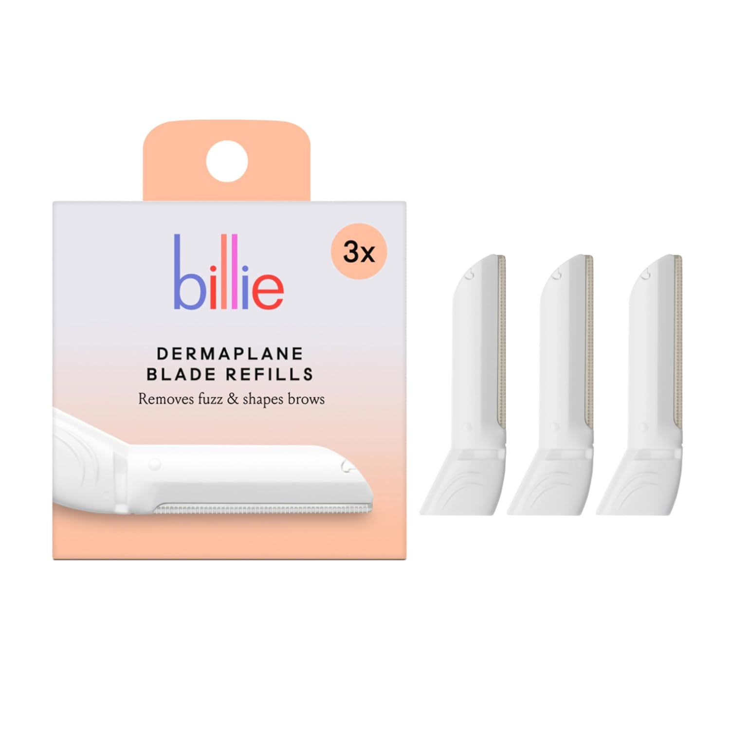 billie dermaplane starter kit reusable handle 3 refill blades malibu dermatologist-approved