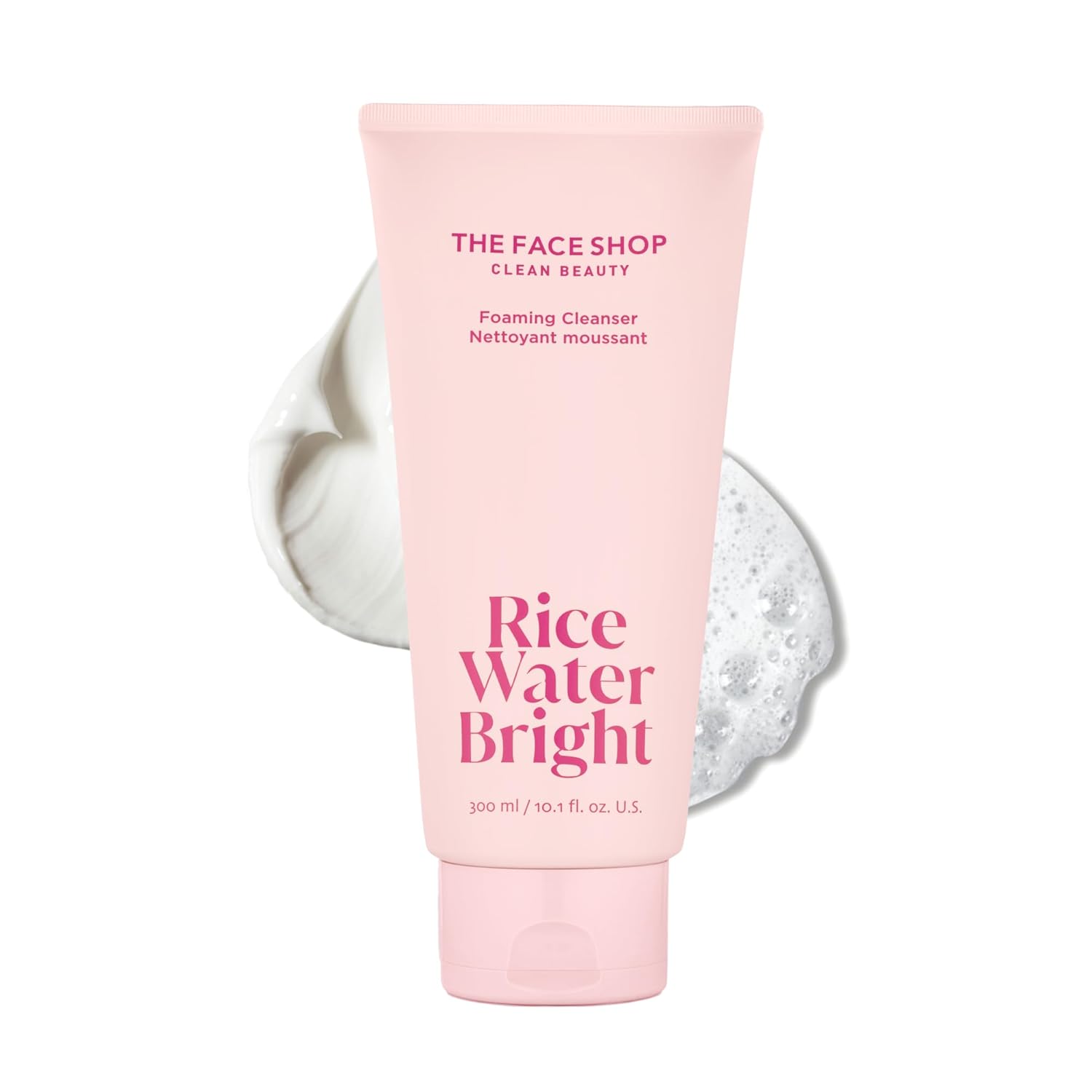 The Face Shop Rice Water Bright Foaming Facial Cleanser with Ceramide, Gentle, Hydrating, Moisturizing, Vegan, Korean Skincare for All Skin Types, 300ml