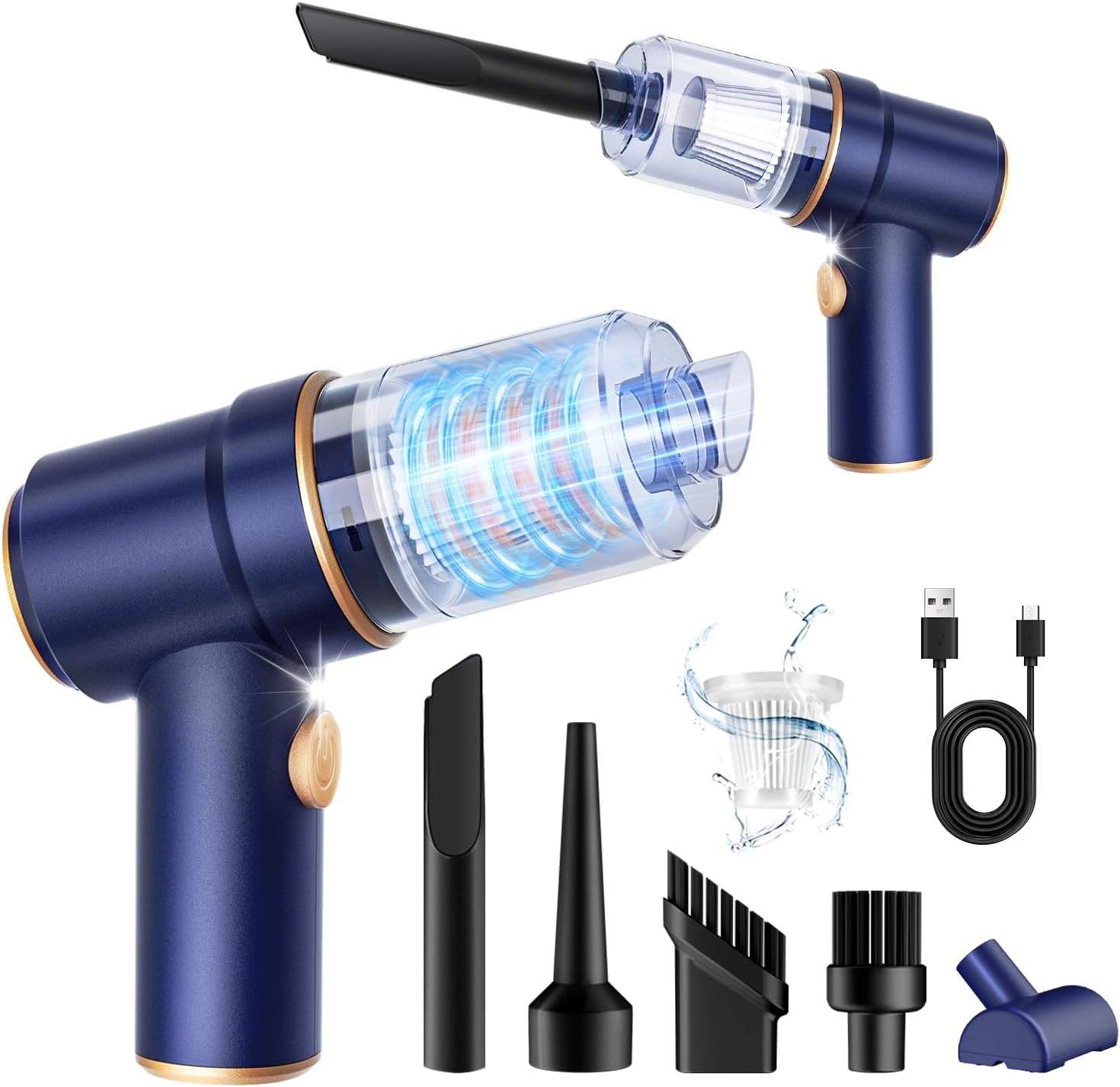KMM 9000Pa handheld car vacuum cleaner with LED light and multi-nozzles for car home office pet