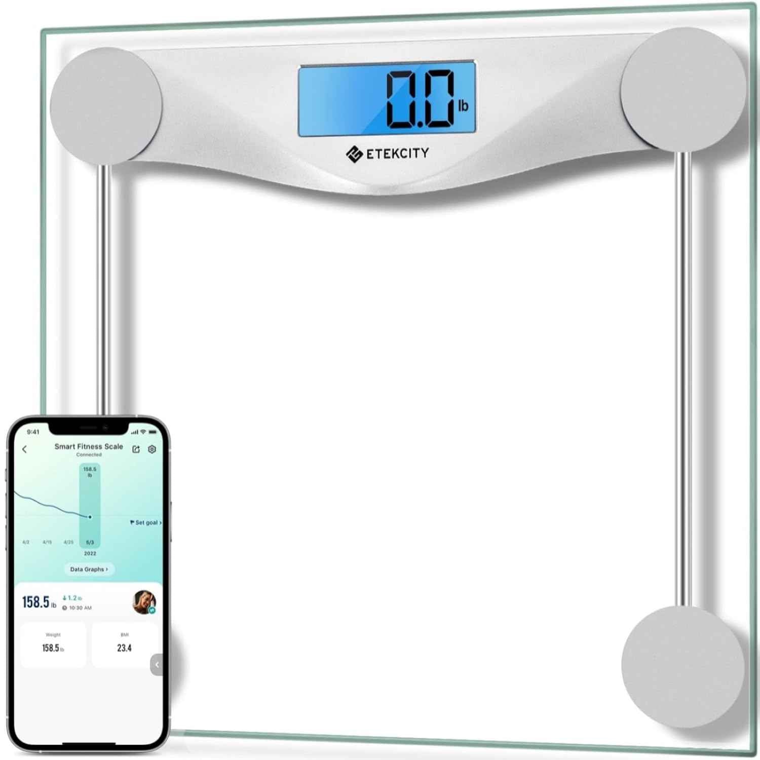 Etekcity FSA&HSA Eligible Smart Scale for Body Weight Fat, Digital Bathroom Weighing Machine for Accurate BMI Muscle Mass Composition, Home Use Apple Health Compatible Fitness Equipment