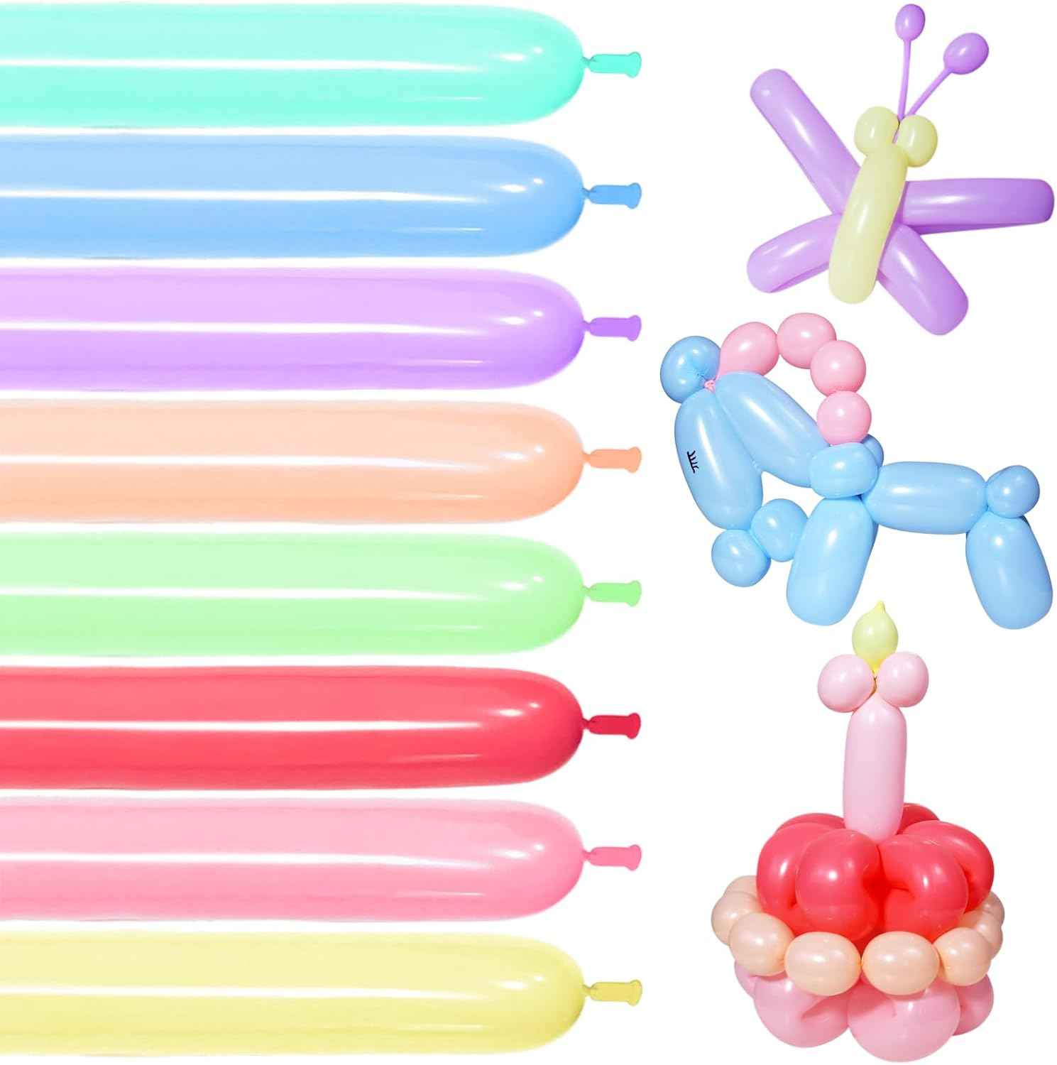 100Pcs 260 Balloons White Long Balloons for Balloon Garland Thickening Skinny Latex Twisting Balloon for Animals Modeling Christmas Birthday Wedding Party Decorations