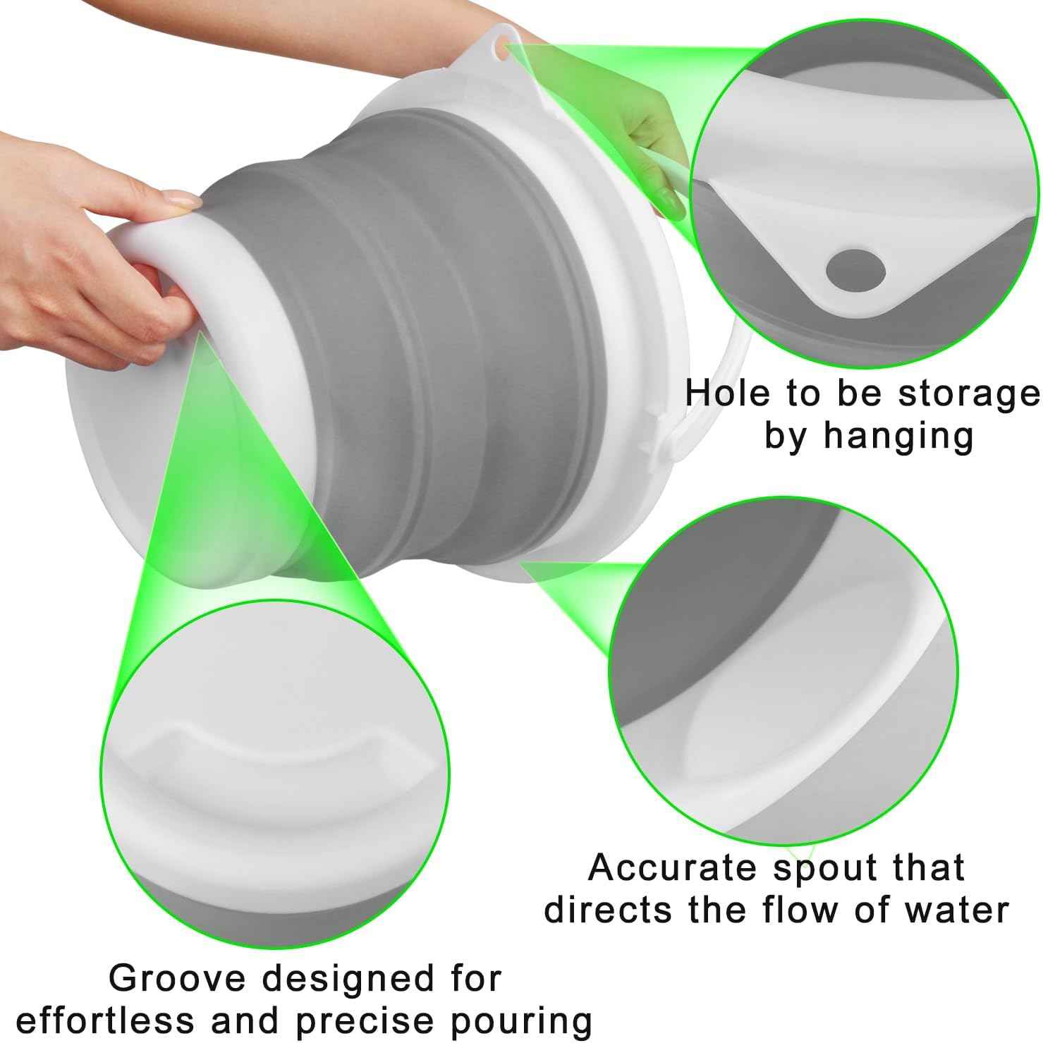 Collapsible Mop Bucket and Ice Bucket-5L(1.3 Gallon) Household Cleaning Silicone Dust Mops Bucket with no Wringer Set,Portable Bathroom Cleaning Supplies Bucket for Cleaning Caddy Spin Mops for Floor