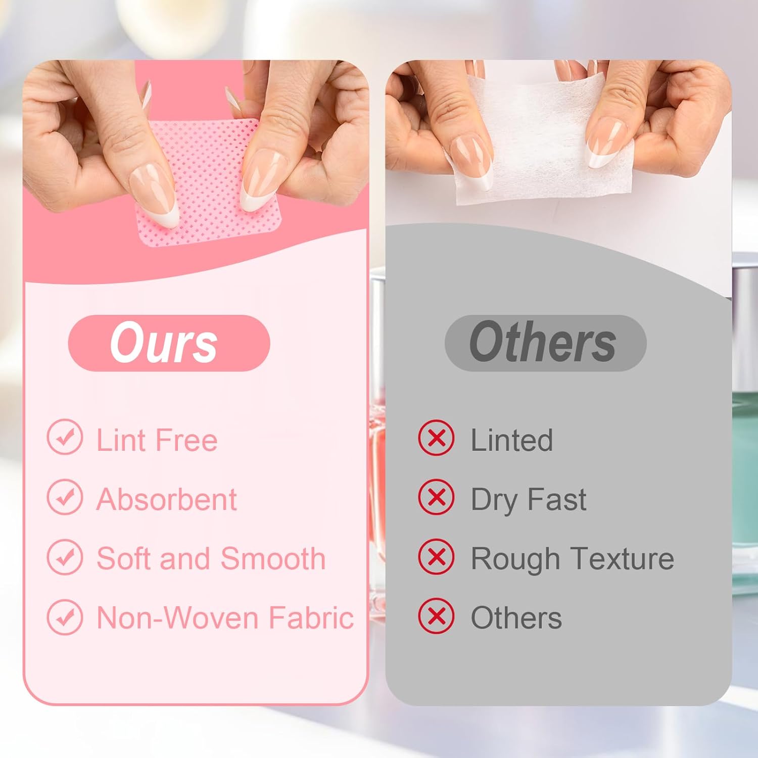 Lint Free Nail Wipes 540PCS Super Absorbent Soft Nail Polish Remover Wipes for Fingernail Eyelash Extension