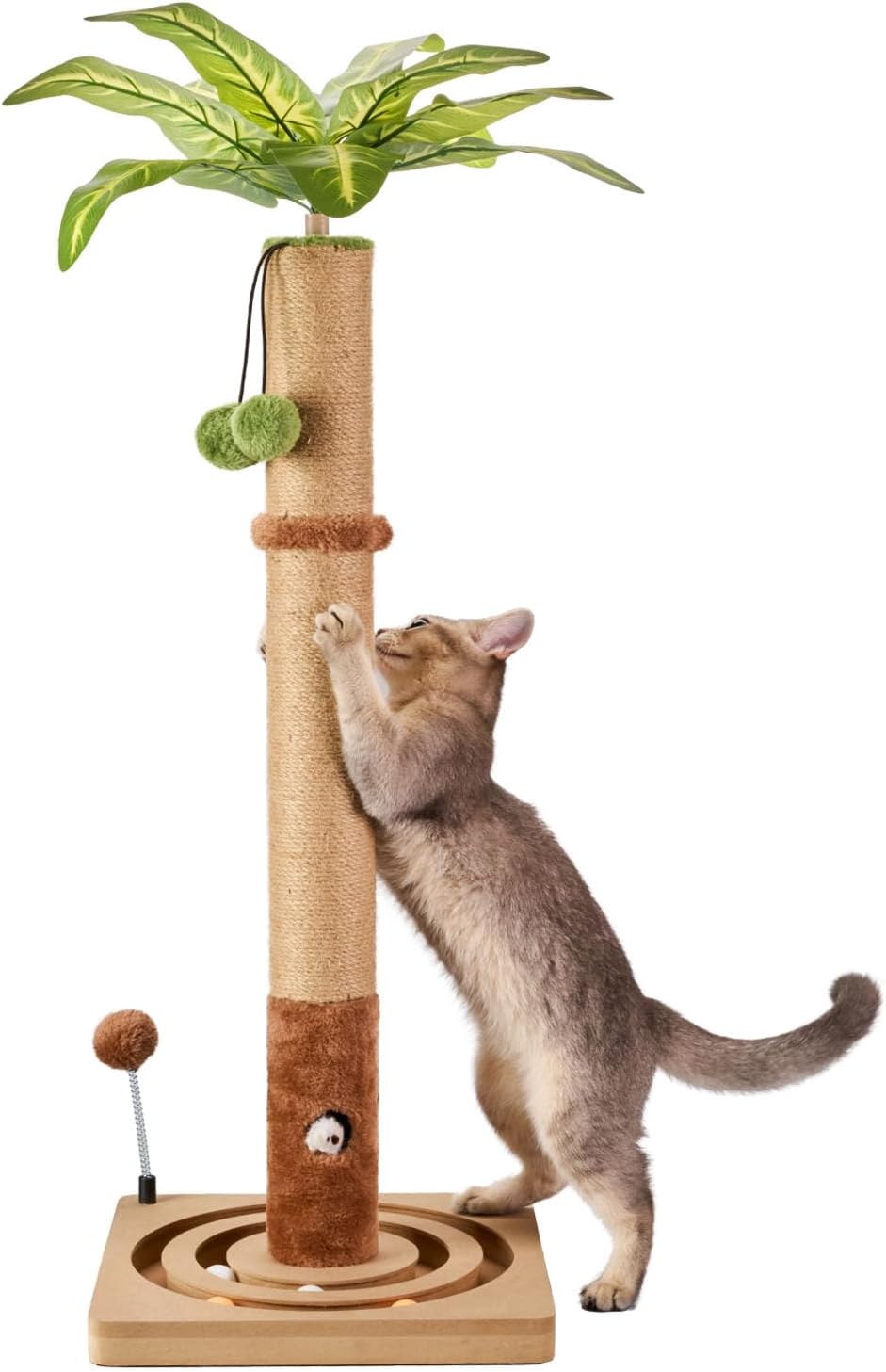 MECOOL 35in tall cat scratching post premium scratch posts with hanging ball and ball track