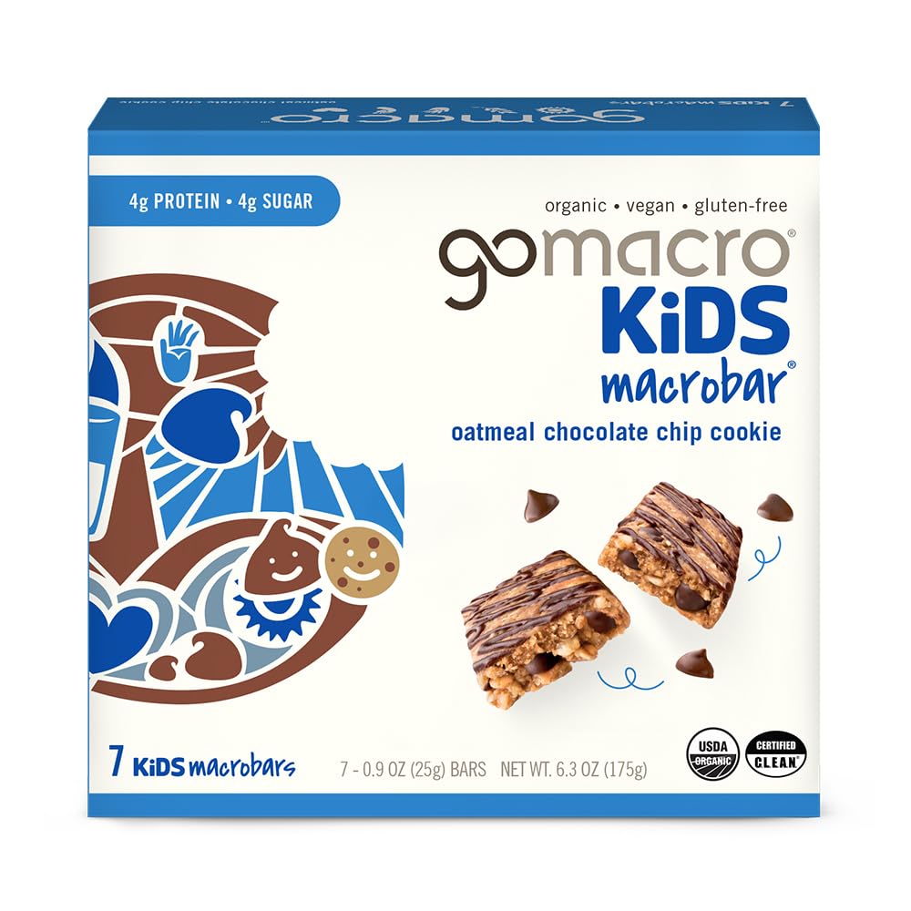 GoMacro organic vegan oatmeal chocolate chip cookie snack bars, 7-count, 0.90 oz each