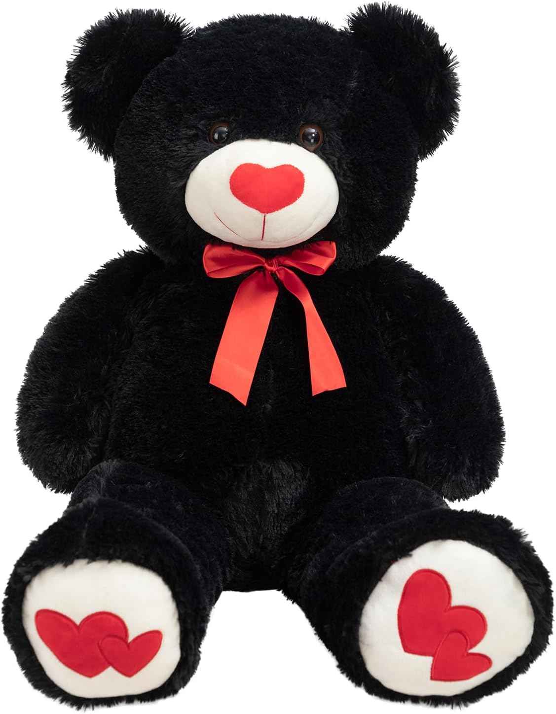 HollyHOME Big Teddy Bear Stuffed Animal Valentines Large Bear Plush with Red Heart for Girlfriend and Kids Valentines 36 inch Tan