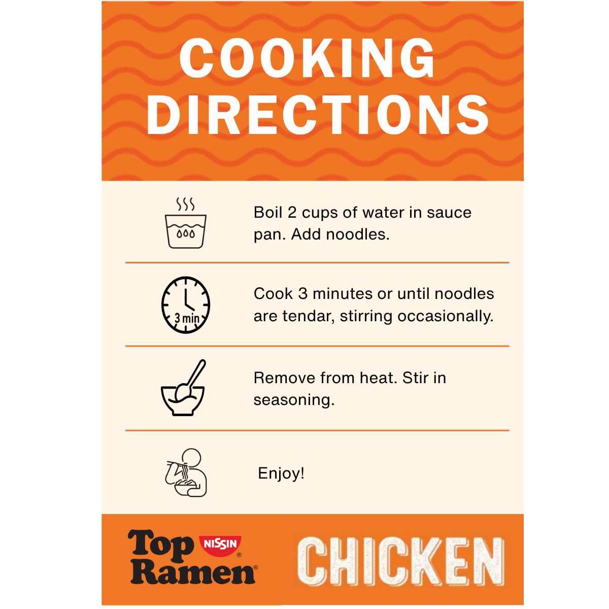 Nissin chicken flavor Top Ramen instant noodle soup 3 oz in pack of 24 for on the go meals
